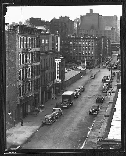 [View of East 92nd Street, From Roof of Evans's Apartment Building, New York City]
