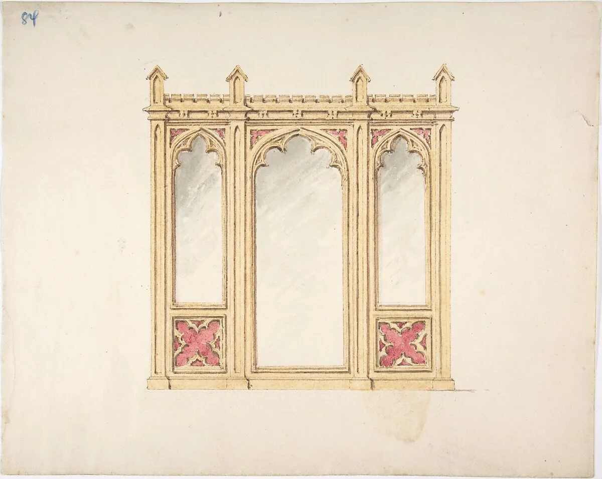 Design for Gothic Tracery and Paneling — Anonymous, British, 19th century
