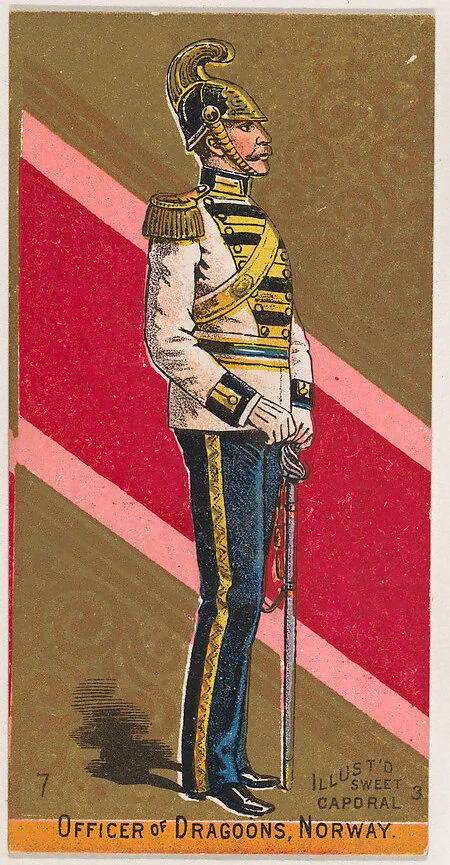 Officer of Dragoons, Norway, from the Military Series (N224) issued by Kinney Tobacco Company to promote Sweet Caporal Cigarettes — Kinney Brothers Tobacco Company