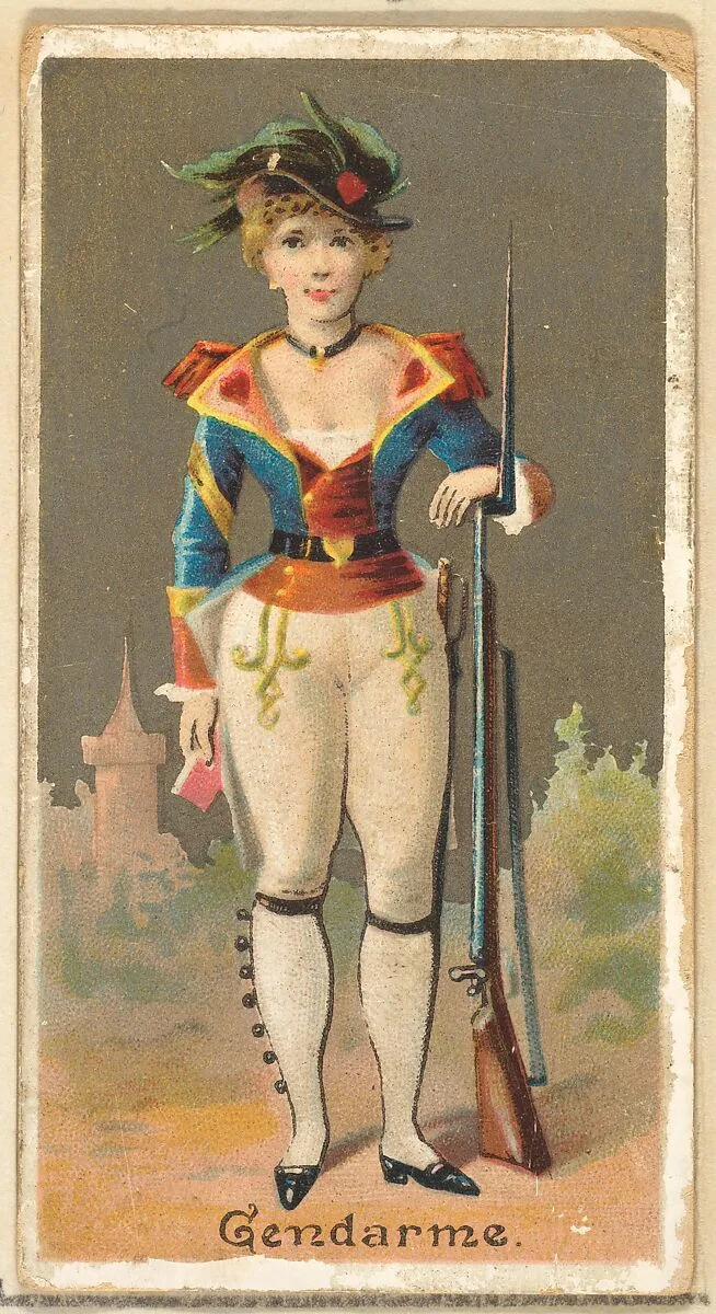 Gendarme, from the Occupations for Women series (N166) for Old Judge and Dogs Head Cigarettes — Goodwin & Company