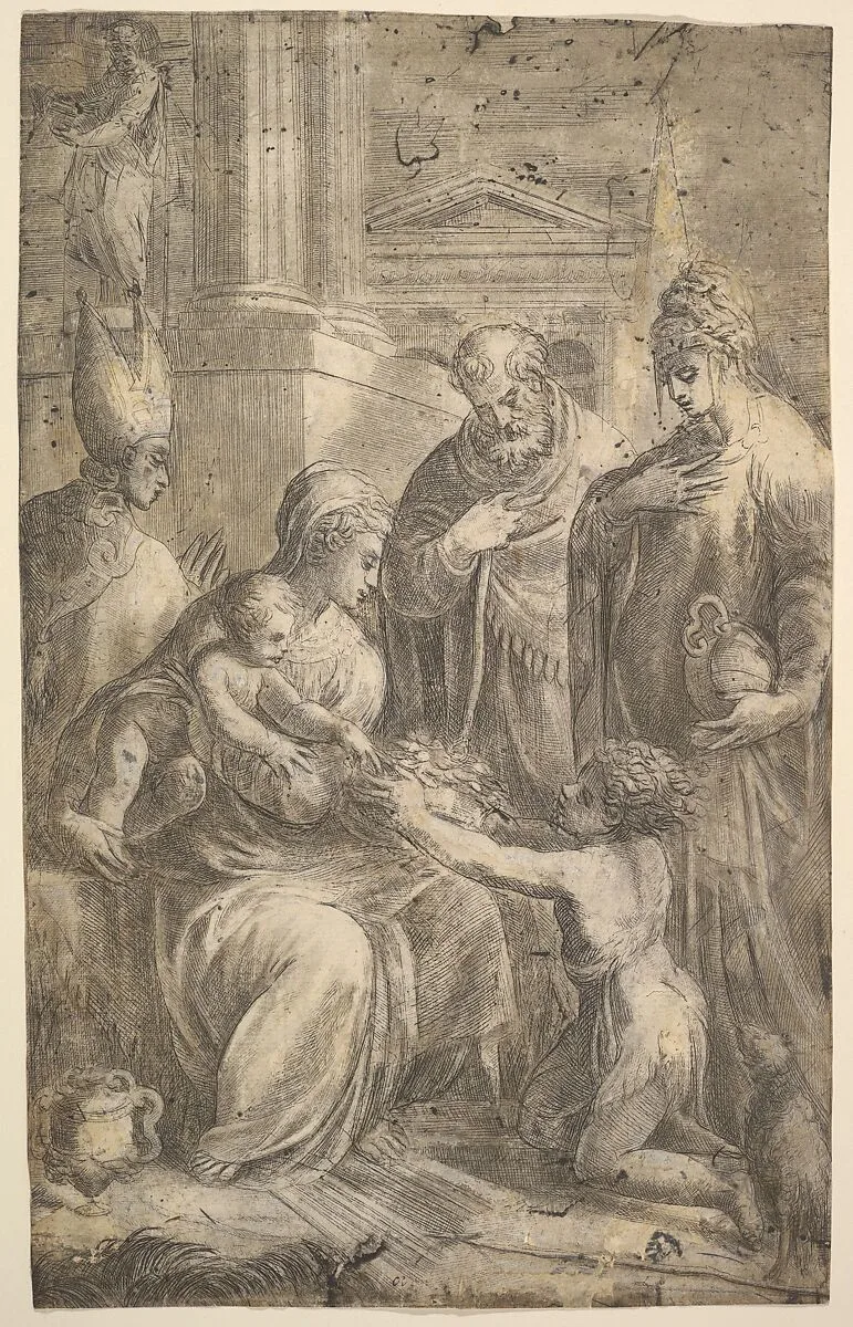 Various Saints Witnessing John the Baptist's Homage to the Infant Christ — Andrea Schiavone (Andrea Meldola)