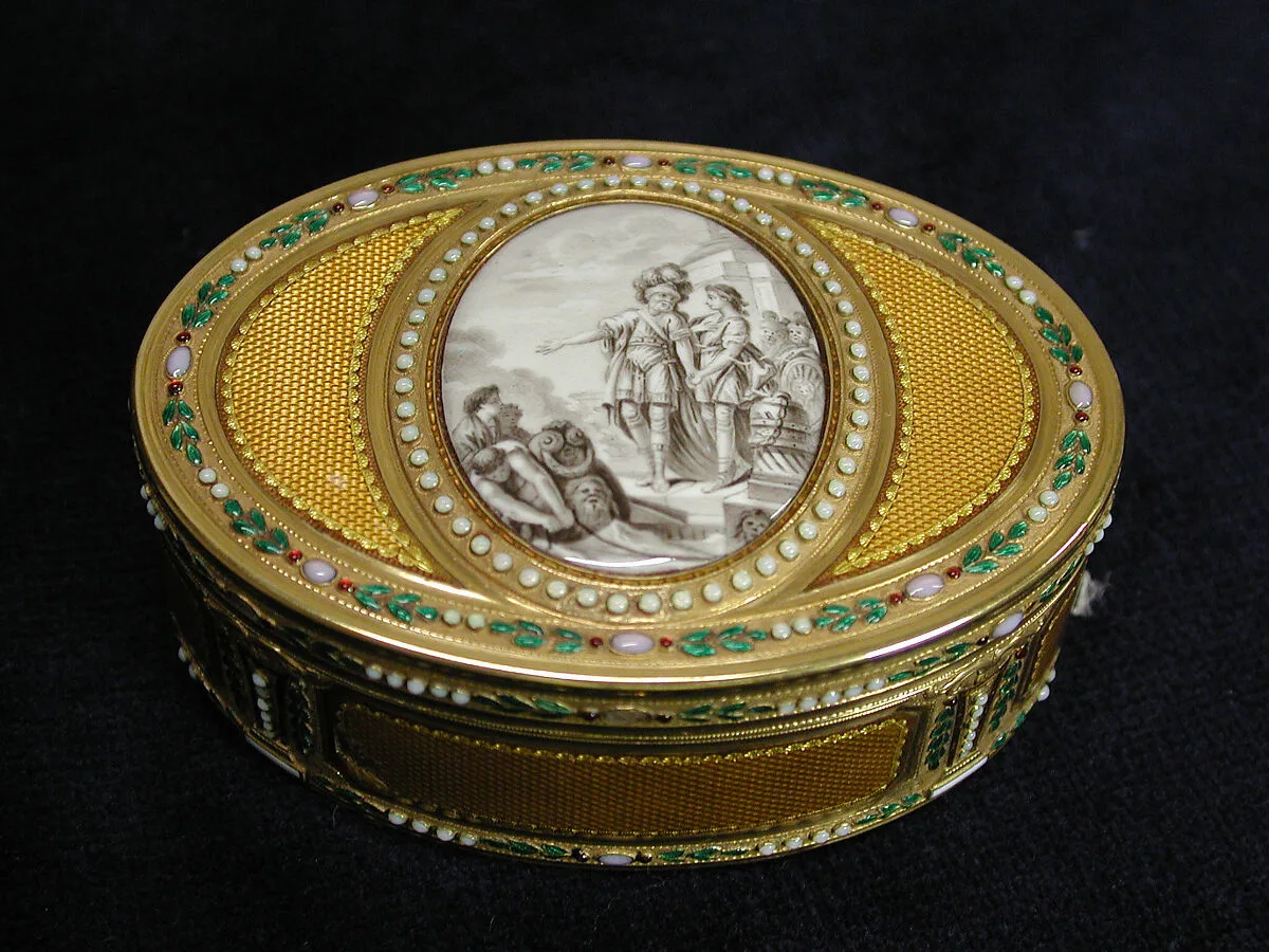 Snuffbox with miniature depicting departure of Telemachus from Egypt — Charles Ouizille