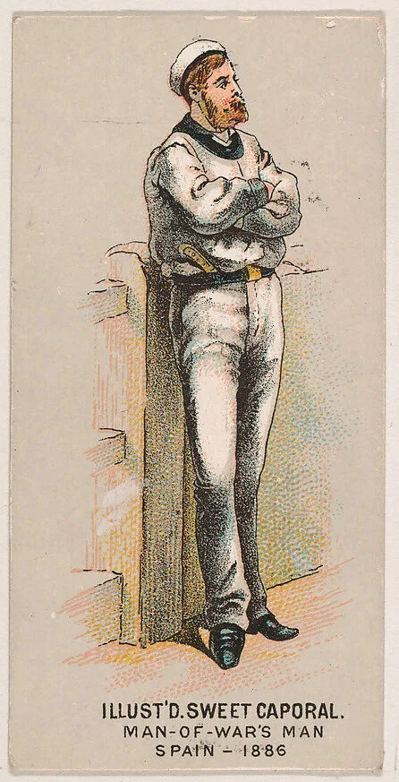 Man-of-War's Man, Spain, 1886, from the Military Series (N224) issued by Kinney Tobacco Company to promote Sweet Caporal Cigarettes — Kinney Brothers Tobacco Company