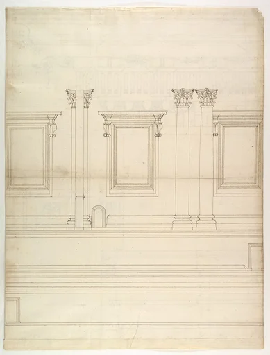 St. Peter's, drum, exterior, elevation (recto) St. Peter's, tribune, entablature, section and details (verso)