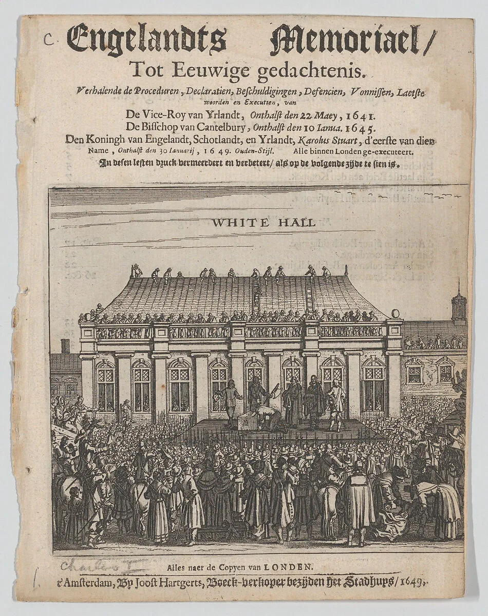 The Execution of King Charles I (Title page: Engelandts Memoriael) — Joost Hartgerts|Charles I, King of England, Scotland, Wales and Ireland