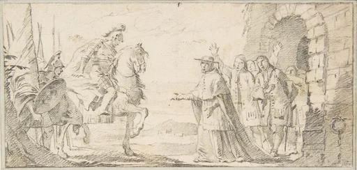Illustration for a Book: Cardinal Receiving a General at a City Gate
