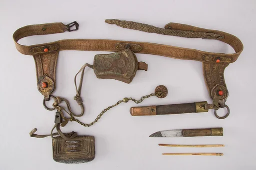 Knife with Sheath, Belt and Chopsticks