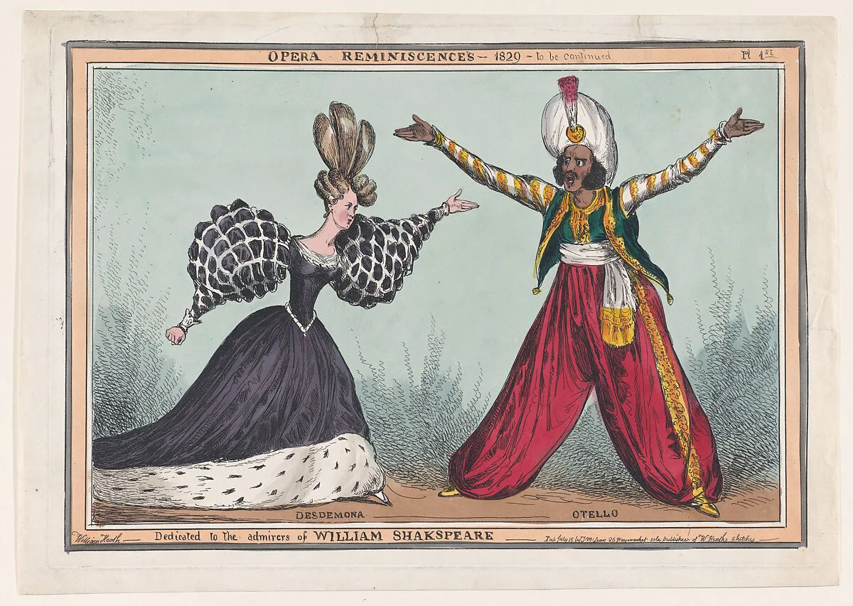 Opera Reminiscences, Plate 1st: Desdemona and Otello — William Heath ('Paul Pry')|Thomas McLean|William Shakespeare