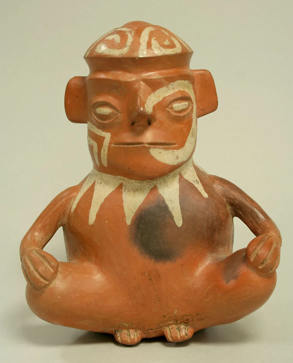 Stirrup Spout Bottle with Seated Figure — Unknown