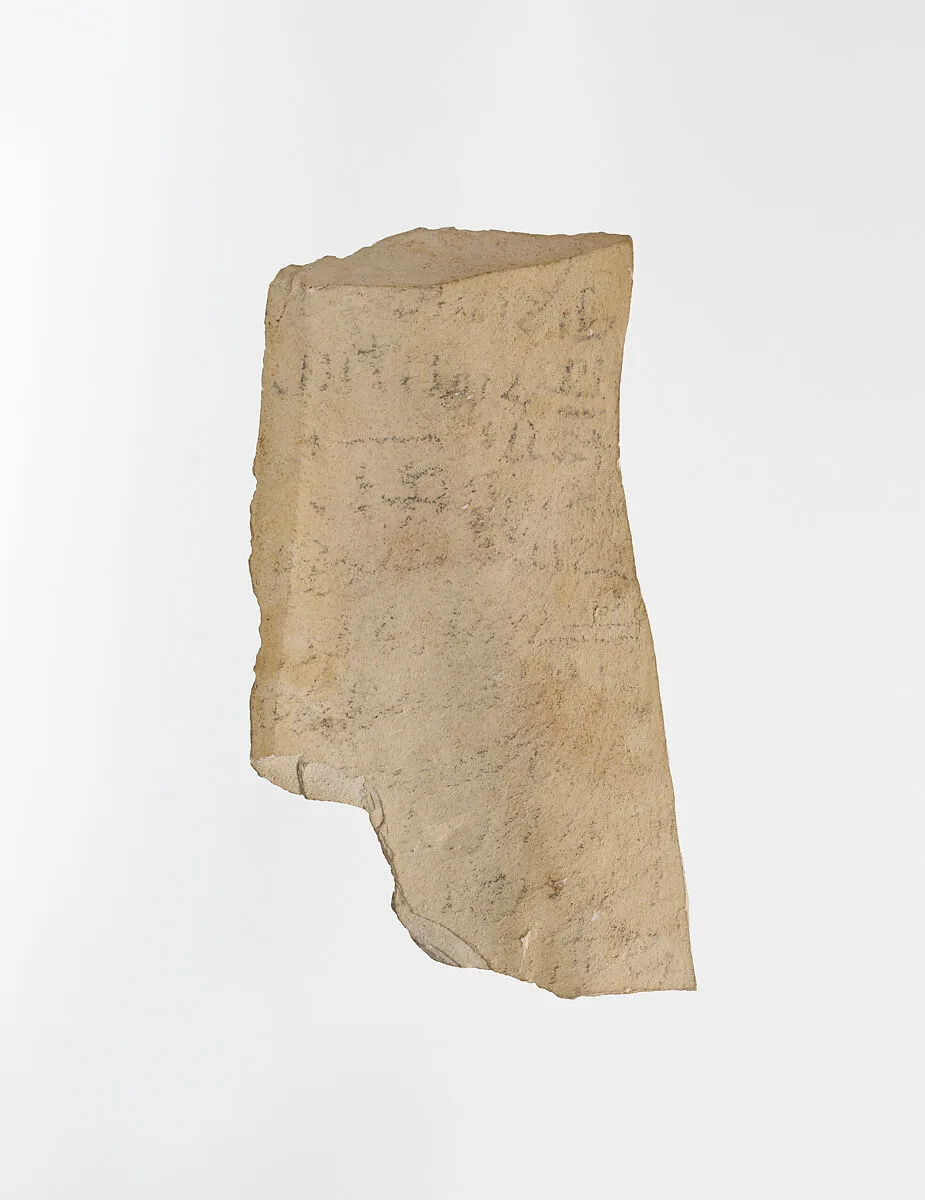 Ostracon with hieratic inscription — Unknown