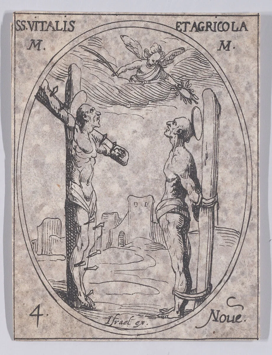 S. Vital et S. Agricole (St. Vitalis and St. Agricola), November 4th, from "Les Images De Tous Les Saincts et Saintes de L'Année" (Images of All of the Saints and Religious Events of the Year) — Israël Henriet|Jacques Callot