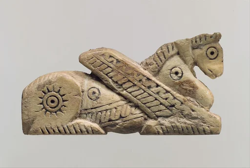 Head of a pin in form of a winged horse