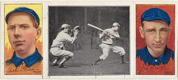 "Tom Jones at Bat," with John R. McLean and Arthur Fromme, from the series Hassan Triple Folders (T202) — Hassan Cigarettes