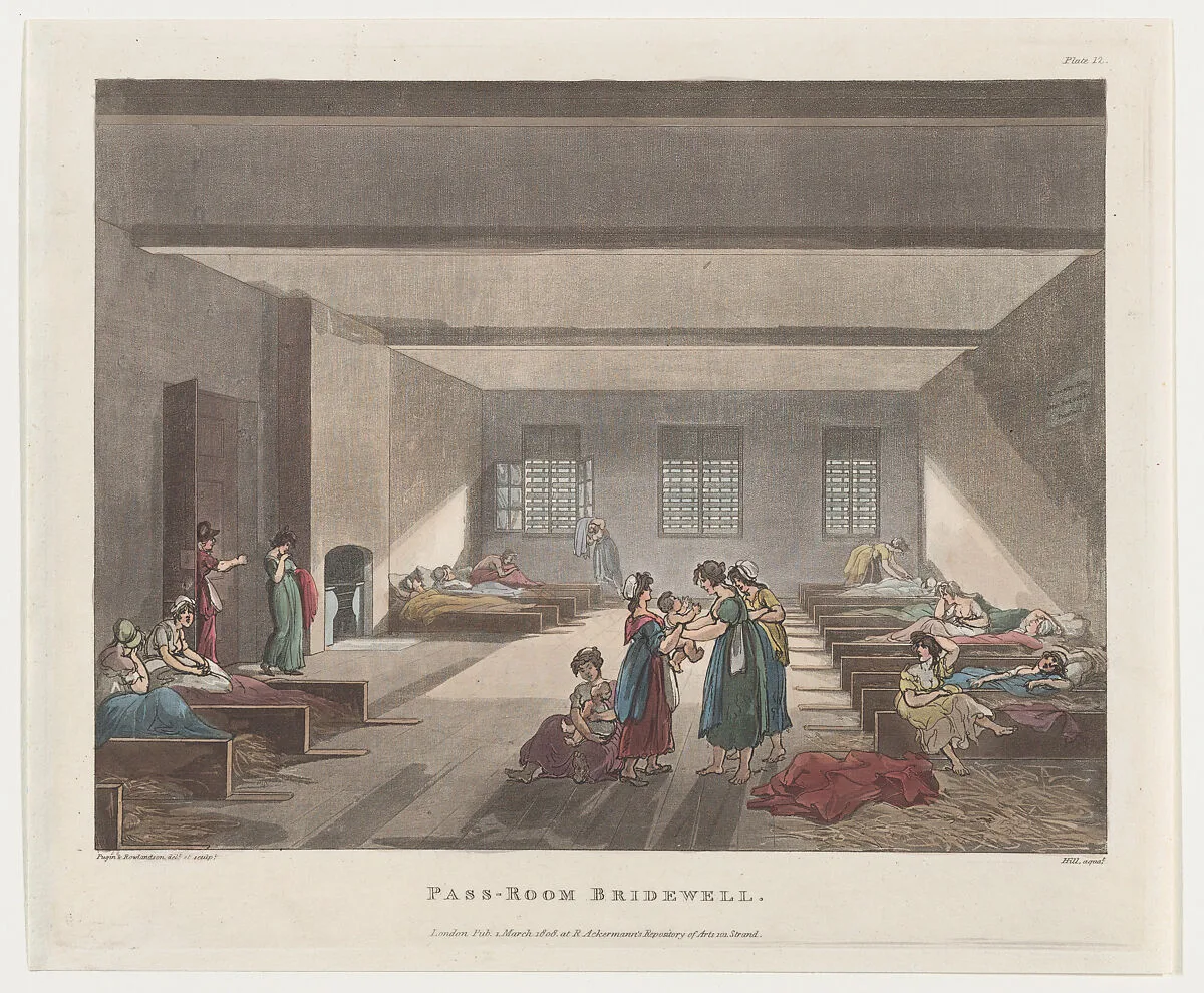 Pass-Room Bridewell — Auguste Charles Pugin|Thomas Rowlandson|John Hill|Rudolph Ackermann, London