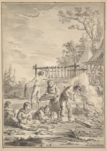 Itelmen Preparing Fish to be Dried