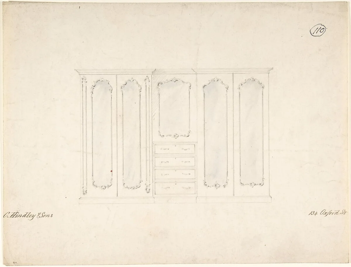Design for Armoire with Mirrors — Charles Hindley and Sons