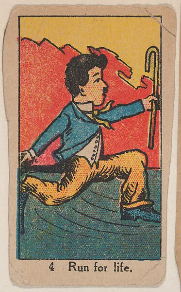 "Run for Life" trade card from the Charlie Chaplin Movie Drawings series (W539) — Unknown