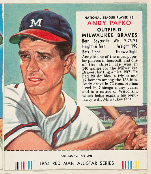 Andy Pafko, from the Major League All Stars series (T234), issued by Red Man Chewing Tobacco — Red Man Chewing Tobacco