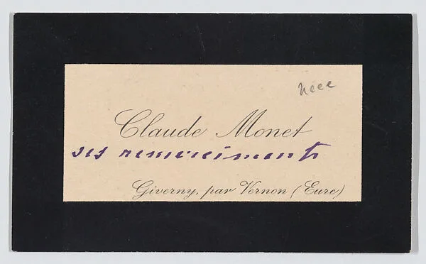 Claude Monet, calling card — Claude Monet|Anonymous