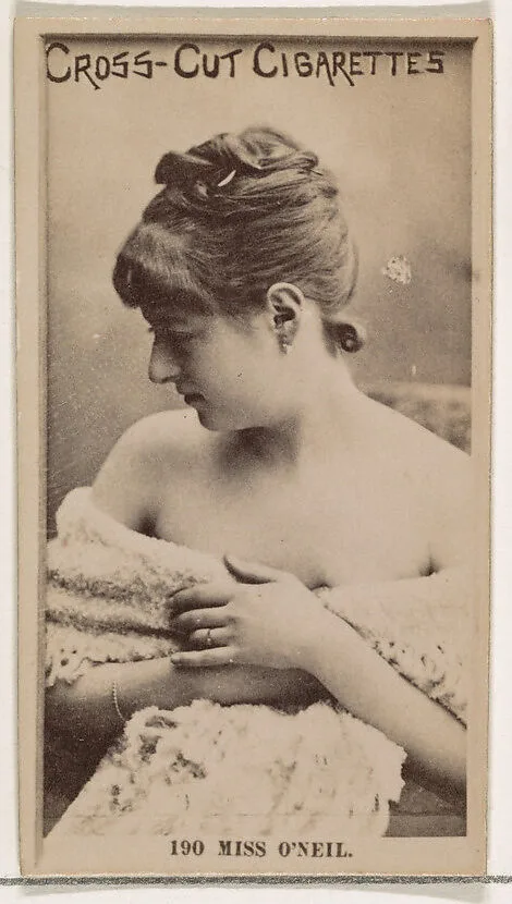 Card Number 190, Miss O'Neil, from the Actors and Actresses series (N145-2) issued by Duke Sons & Co. to promote Cross Cut Cigarettes — W. Duke, Sons & Co.