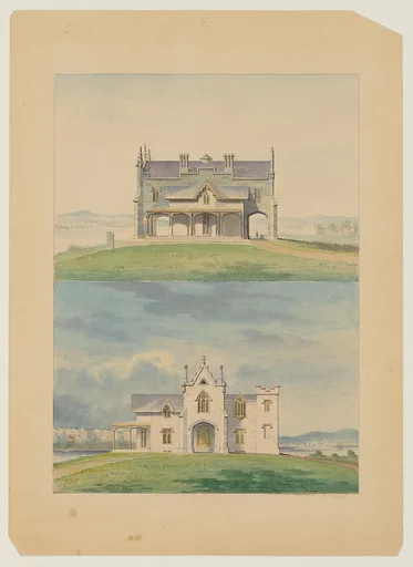 Knoll for William and Philip R. Paulding, Tarrytown (south and east [front] elevations)
