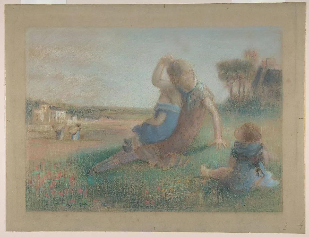 Three Children in a Landscape — Charles-Emmanuel Serret