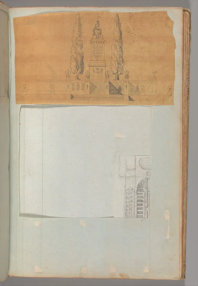Page from a Scrapbook containing Drawings and Several Prints of Architecture, Interiors, Furniture and Other Objects — Pierre François Léonard Fontaine|Charles Percier