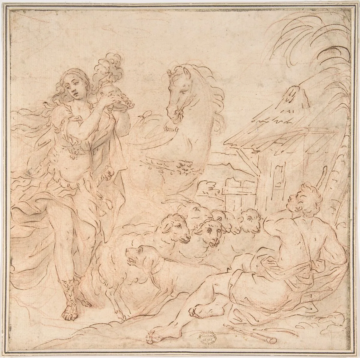Erminia and the Shepherds (a scene from Torquato Tasso's Gerusalemme Liberata) — Anonymous, Italian, 17th century