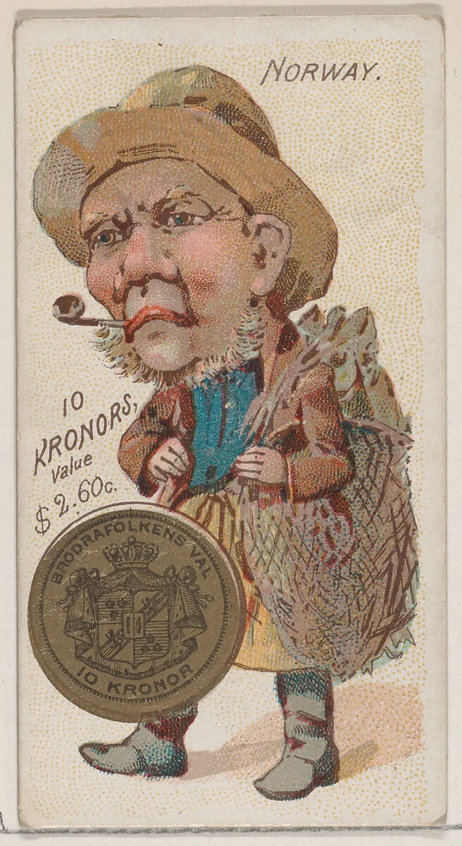 Norway, 10 Kronors, from the series Coins of All Nations (N72, variation 1) for Duke brand cigarettes — W. Duke, Sons & Co.