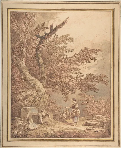 Young Women in a Landscape with Architectural Fragments