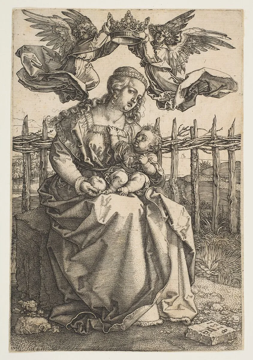 Virgin and Child Crowned by Two Angels — Albrecht Dürer