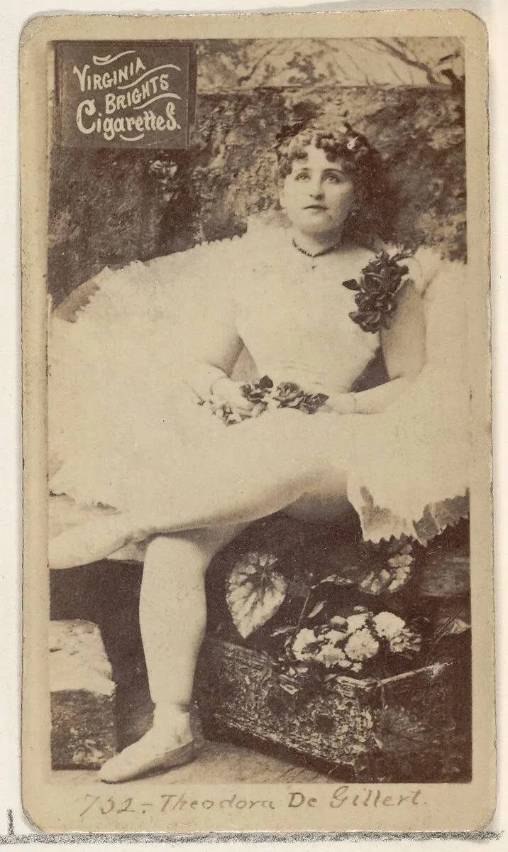 Card 752, Theodora De Gillert, from the Actors and Actresses series (N45, Type 2) for Virginia Brights Cigarettes — Allen & Ginter
