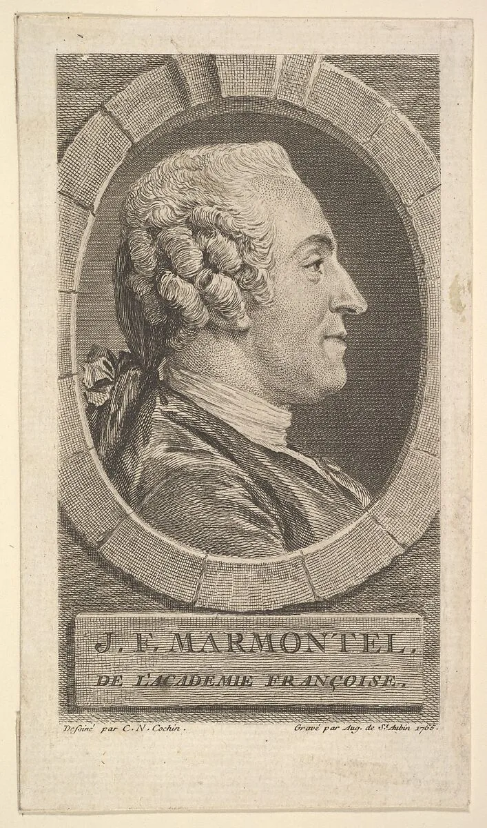 Portrait of Jean-Francoise Marmontel — Augustin de Saint-Aubin|Charles Nicolas Cochin II|Jean François Marmontel