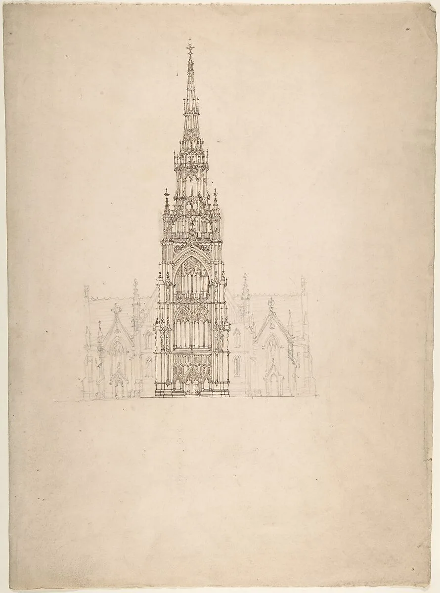 Design for a Church in the Decorated Style, Perspective — Anonymous, British, 19th century