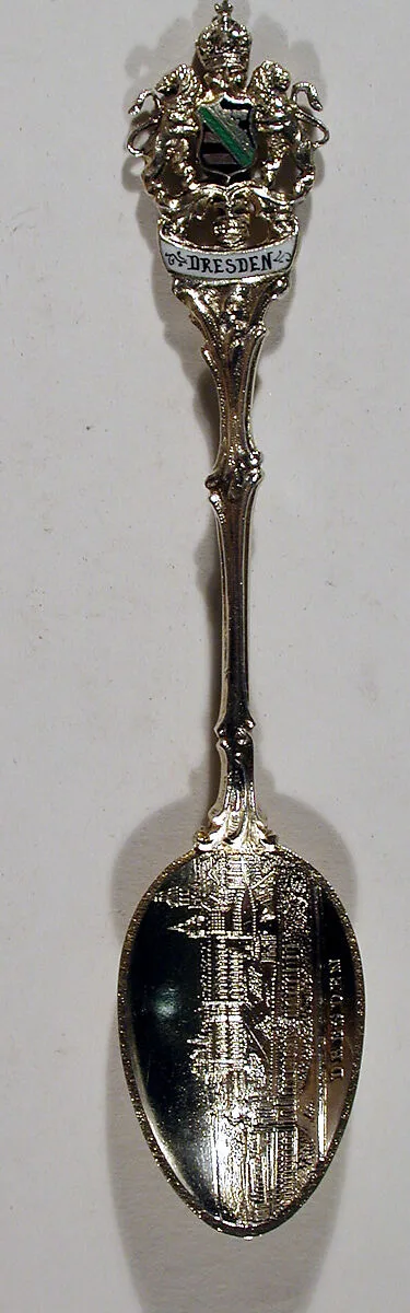 Souvenir spoon with view of the Zwinger in Dresden — Unknown