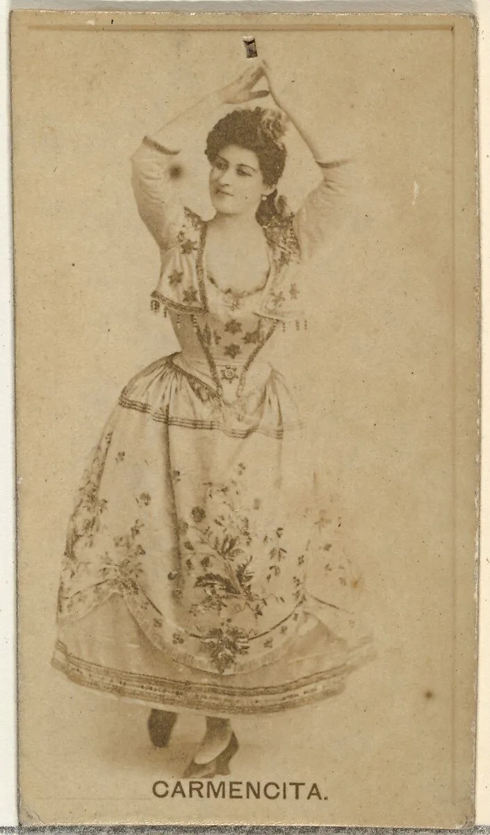 Carmencita, from the Actors and Actresses series (N145-8) issued by Duke Sons & Co. to promote Duke Cigarettes — American Tobacco Company|W. Duke, Sons & Co.