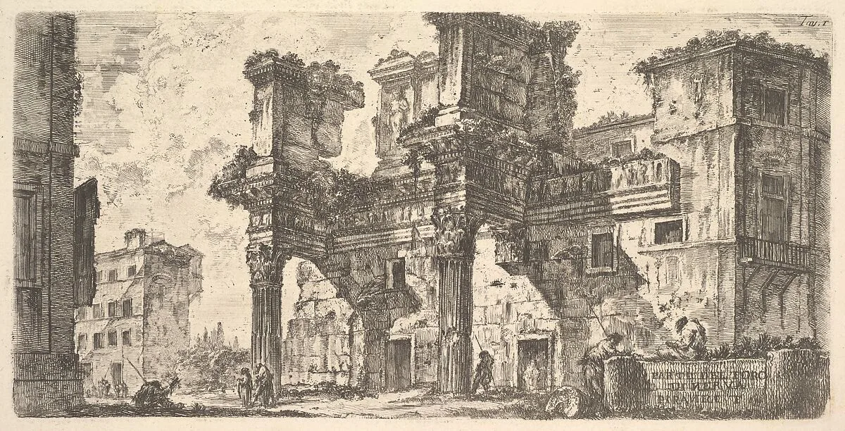 Plate 1: Part of the Forum of Nerva (Parte del Foro di Nerva), from "Antichità Romane de' Tempi della Repubblica, e de' primi Imperatori" — Giovanni Battista Piranesi
