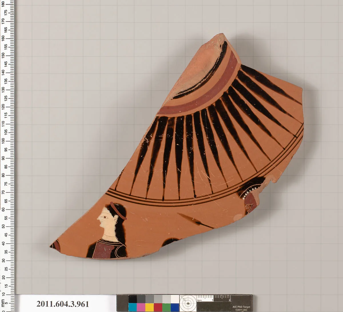 Terracotta fragment of a lekanis lid (covered dish) — Unknown
