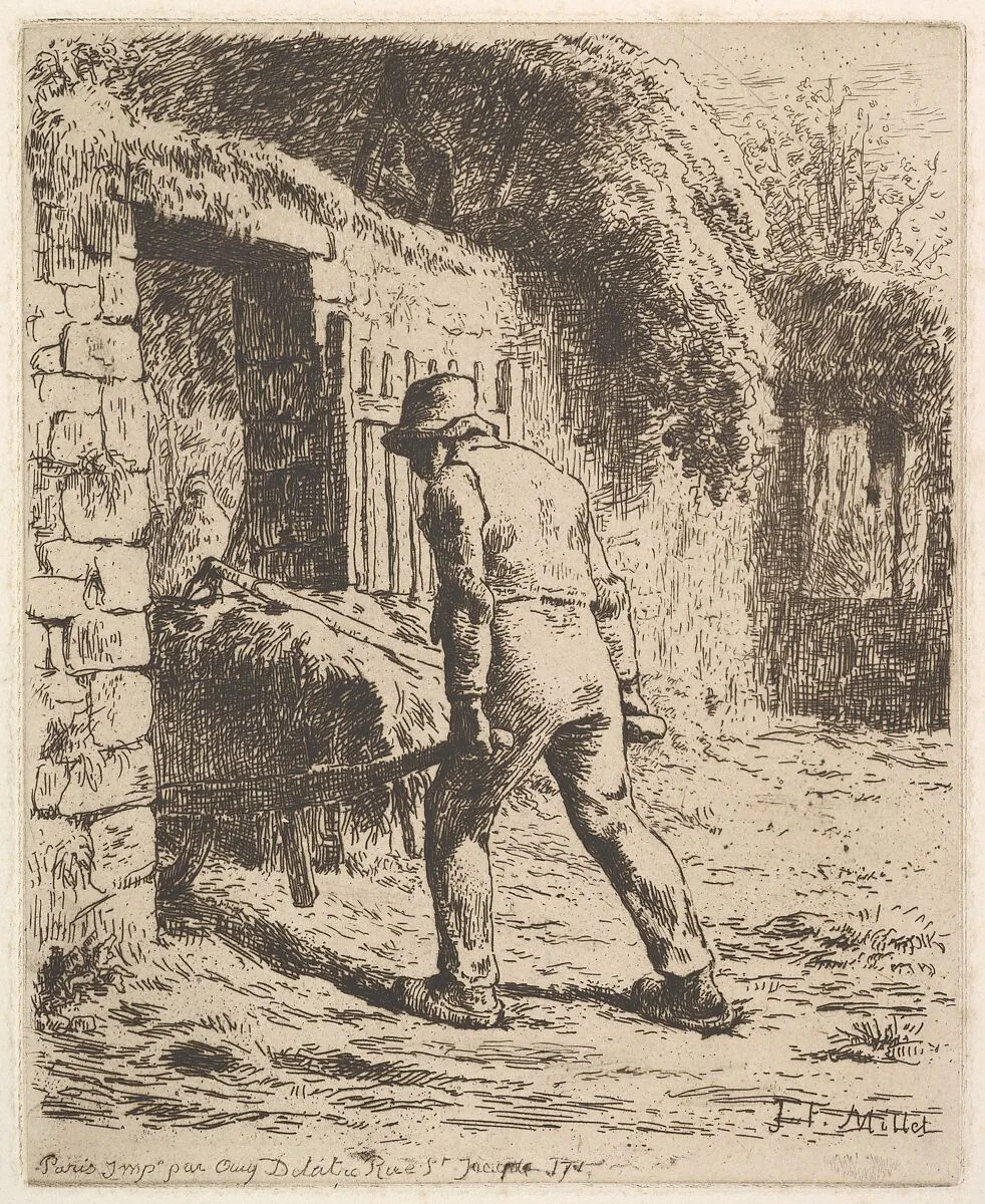 Peasant Pushing a Wheelbarrow — Jean-François Millet