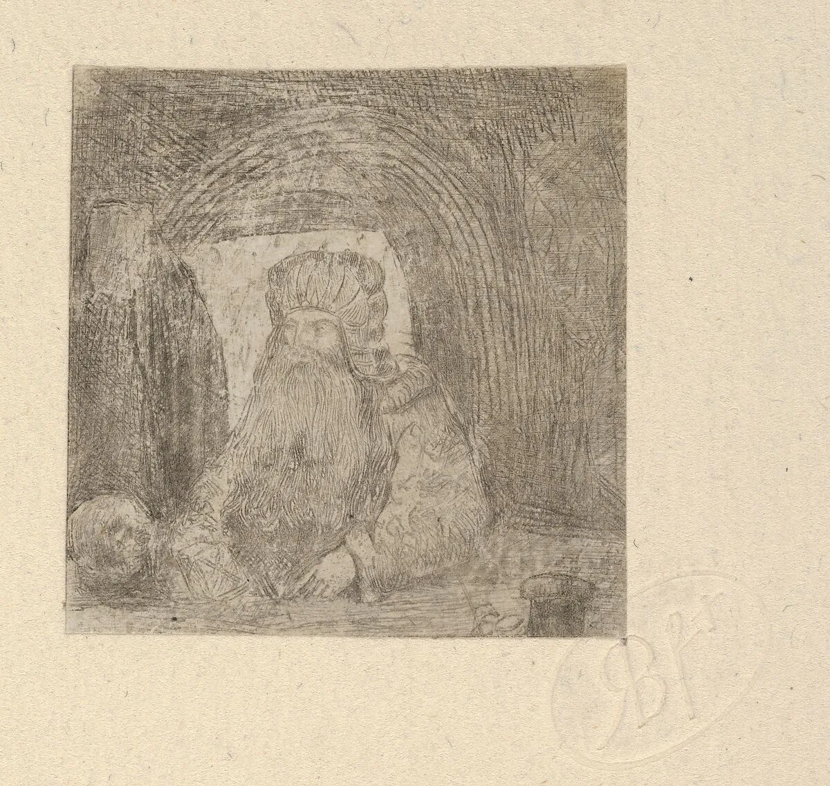 L'Ermite à la Tête de Mort (The Hermit with Skull) — Rodolphe Bresdin