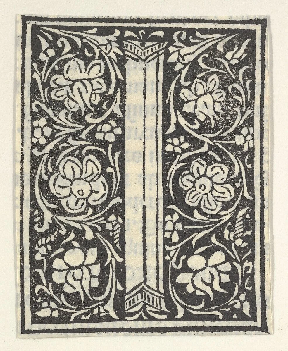 Initial letter I with flowers — Anonymous, Italian, 15th century