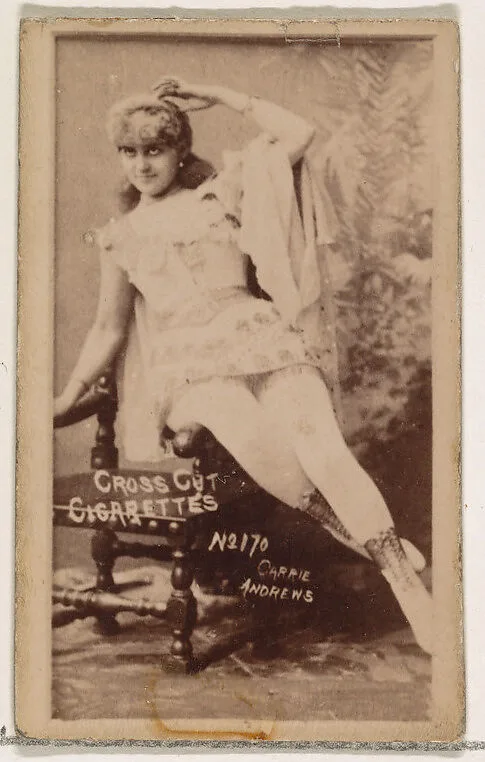 Card Number 170, Carrie Andrews, from the Actors and Actresses series (N145-1) issued by Duke Sons & Co. to promote Cross Cut Cigarettes — W. Duke, Sons & Co.