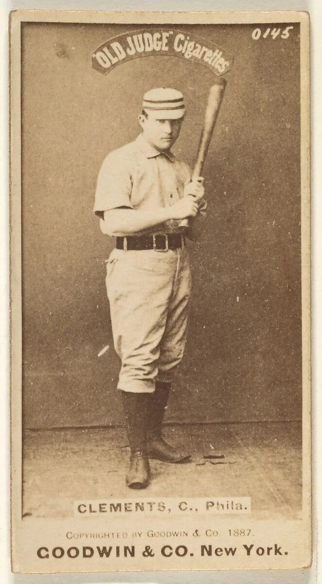 John J. "Jack" Clements, Catcher, Philadelphia, from the Old Judge series (N172) for Old Judge Cigarettes — Goodwin & Company