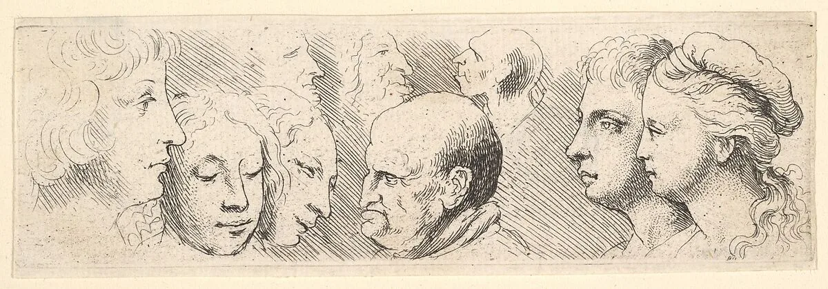 Nine Heads — Wenceslaus Hollar