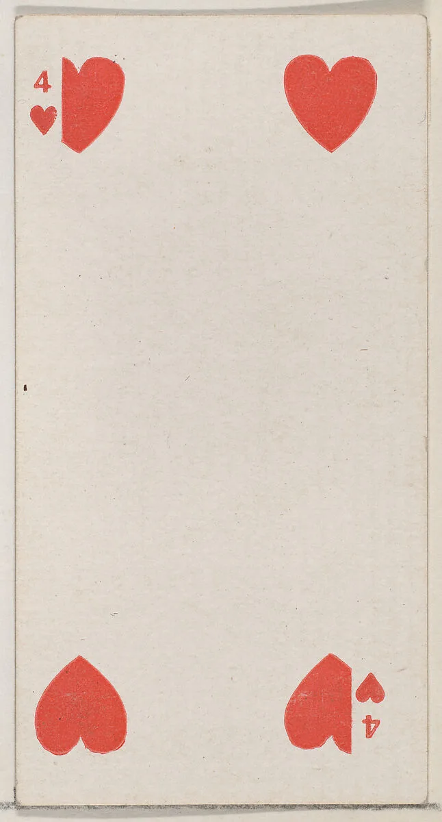 Four Hearts (red), from the Playing Cards series (N84) for Duke brand cigarettes — W. Duke, Sons & Co.
