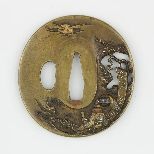 Sword Guard (<i>Tsuba</i>) Depicting Hanshan and Shide (寒山拾得図鐔)
