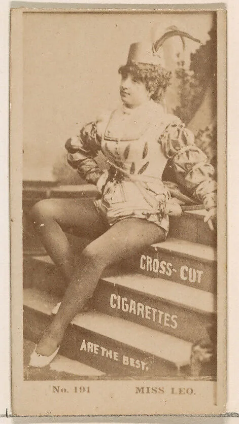 Card Number 191, Miss Leo, from the Actors and Actresses series (N145-2) issued by Duke Sons & Co. to promote Cross Cut Cigarettes — W. Duke, Sons & Co.