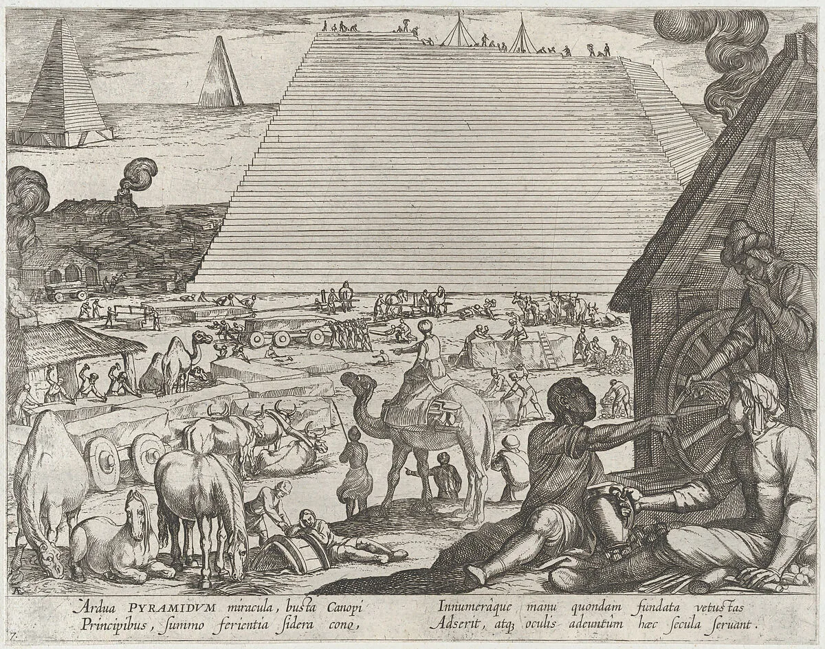 Plate 7: The Pyramids in Egypt, from 'The Seven Wonders of The World' — Antonio Tempesta