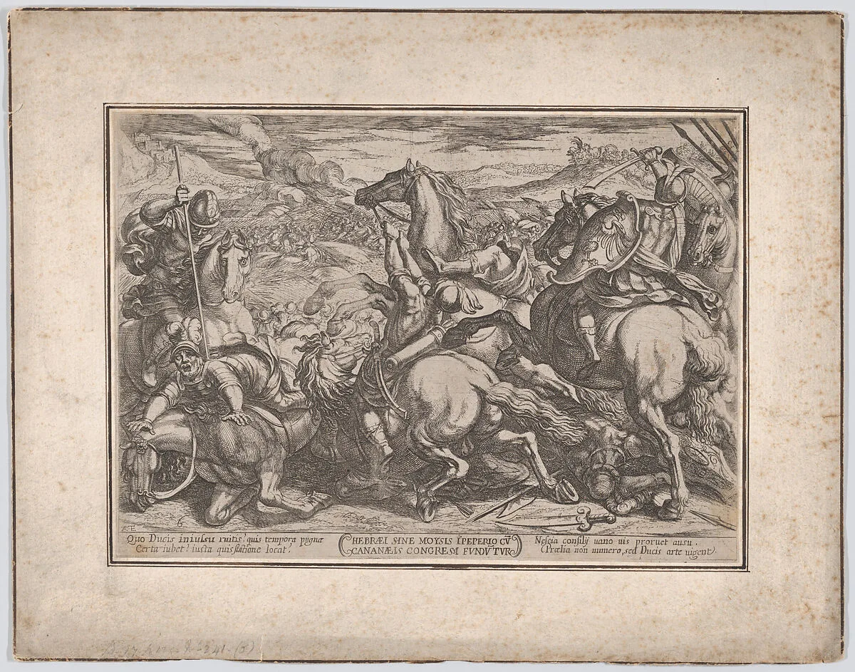 Plate 6: The Israelites Defeated by the Canaanites for Having Disobeyed Moses, from 'The Battles of the Old Testament' — Nicolaus van Aelst|Antonio Tempesta