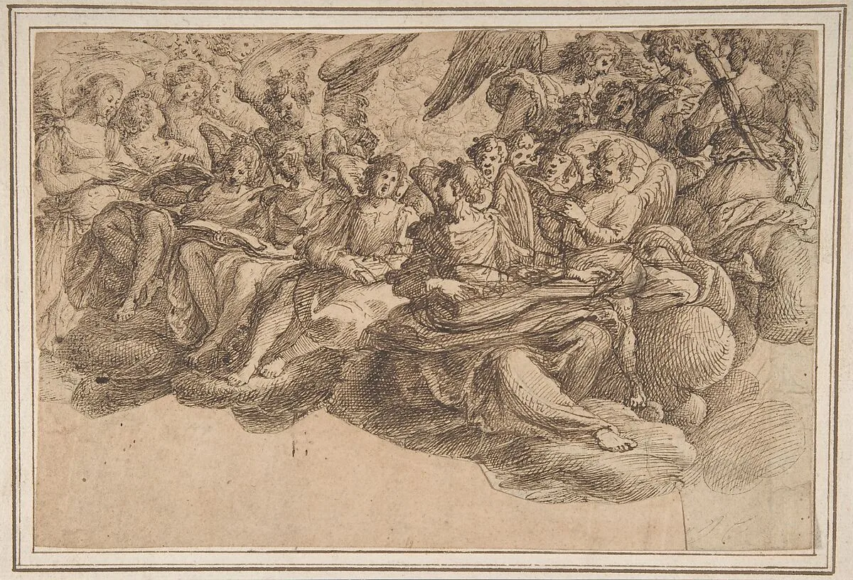 Music-Making Angels Seated on Clouds — Andrea Commodi